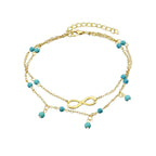 1 pc Double layer Chain Turquoise Infinity Anklet Barefoot Foot Beach Jewellery-5